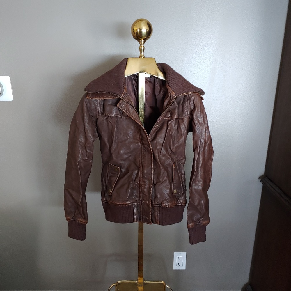 Brown Faux Leather Jacket